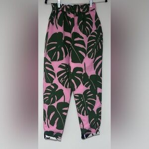 Reversible Palm Leaf Elastic Waist Pants Measure as Small